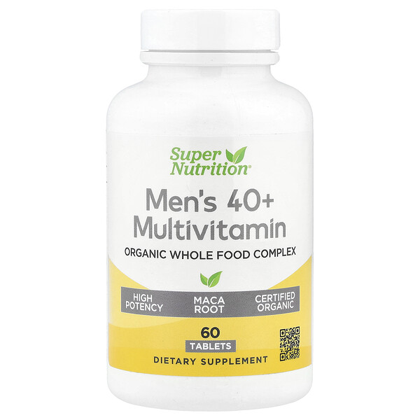 Organic Whole Food Men’s 40+ Multivitamin, 60 Tablets Super Nutrition