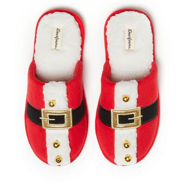 Dearfoams Holiday Red Buckle Novelty Adult Scuff Slippers Dearfoams