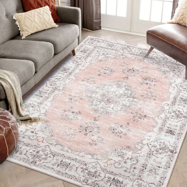 Glowsol Vintage Floral Area Rug & Washable Soft Throw Rugs For Bedroom Living Room GlowSol