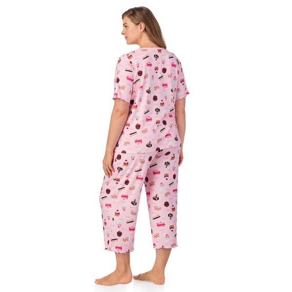 Пижамный комплект Plus Size Cuddl Duds: пуговичный топ и укороченные расклешенные брюки Cuddl Duds