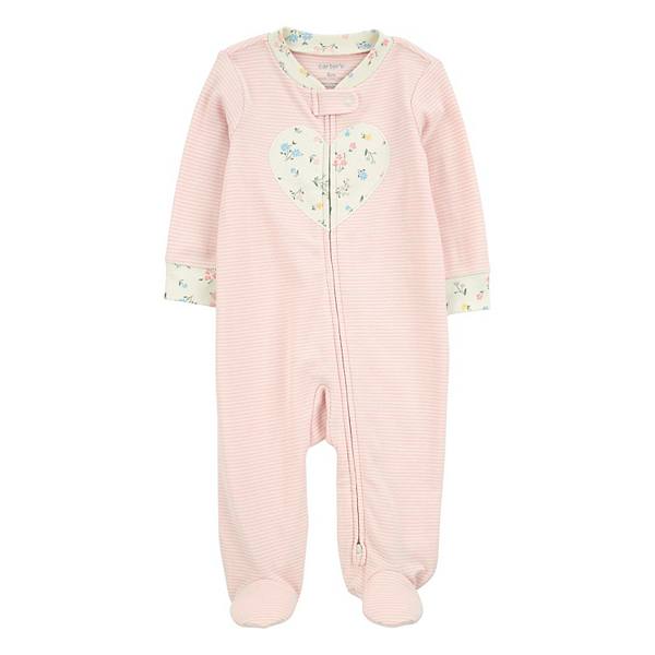 Детские пижамы Baby Carter's с сердечками, 2-way zip, длинные рукава и встроенные носочки Carter's