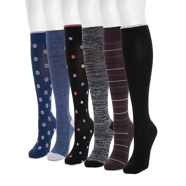 Women's MUK LUKS 6-Pack Knee-High Compression Socks Muk Luks