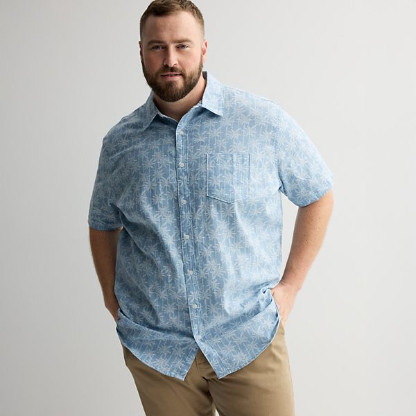 Big & Tall Sonoma Goods For Life® Short Sleeve Perfect Length Linen Shirt Sonoma