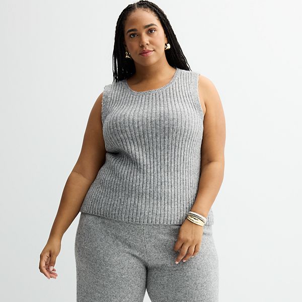 Plus Size Sonoma Goods For Life® Ribbed Sweater Tank Top Sonoma