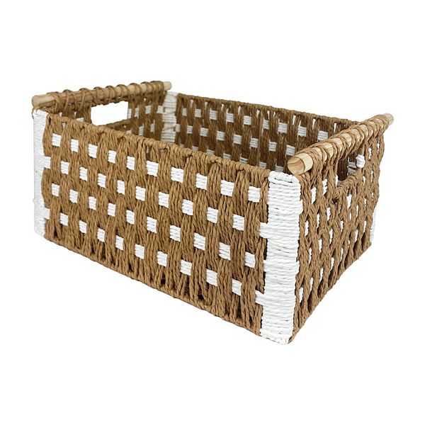 Belle Maison Paper Weave Basket with Wooden Handles Belle Maison