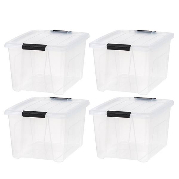 Iris 32-Qt. Clear Latching Storage Bin with Lids 4 Pack Iris