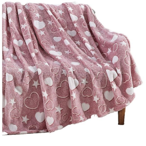 My Heart Star Micro Plush Decorative All Season Throw Blanket Lovely Heart-shaped Stars Plazatex