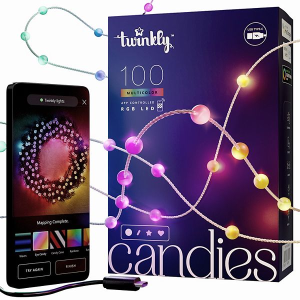 Twinkly Candies 100-Light Pearl-Shape RGB String Lights Twinkly