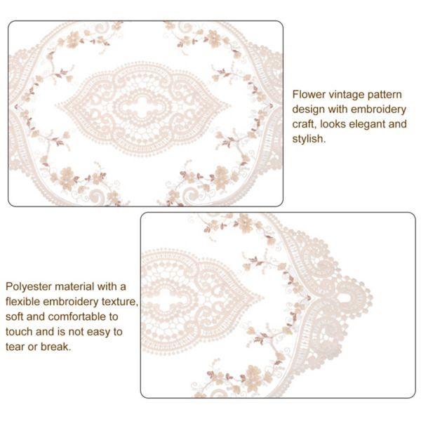 Retro Lace Placemat Oval Embroidered Table Place Mats French Crochet Doilies Coaster Cup Mat Unique Bargains