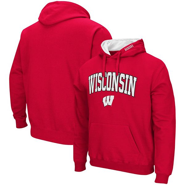 Men's Colosseum Red Wisconsin Badgers Arch & Logo 3.0 Pullover Hoodie Colosseum