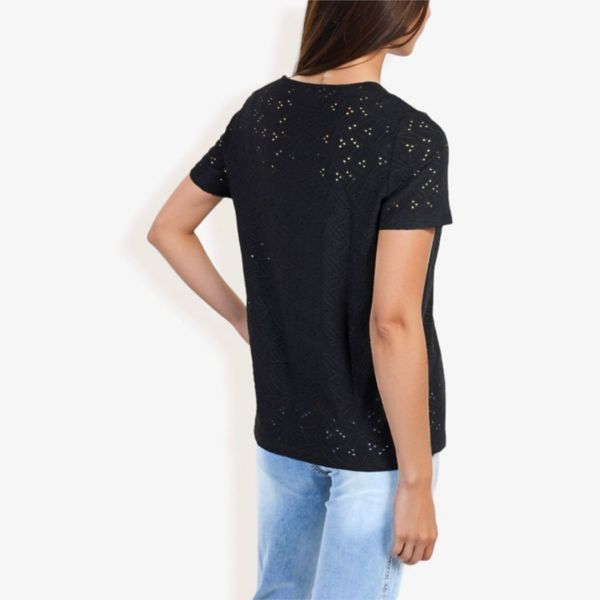 Women's Eyelet Square Neck Top With Pleated Front Anna-Kaci