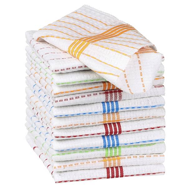 Reusable Super Absorbent Cotton Lint Free Kitchen Towels Multi 12" X 12" Unique Bargains