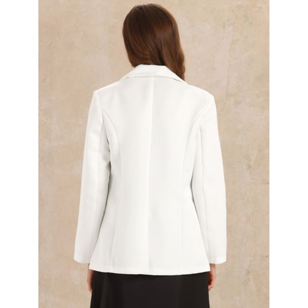 Casual Blazers For Women's Long Sleeve Lapel Open Front Button With Pockets Work Blazer Jackets Allegra K