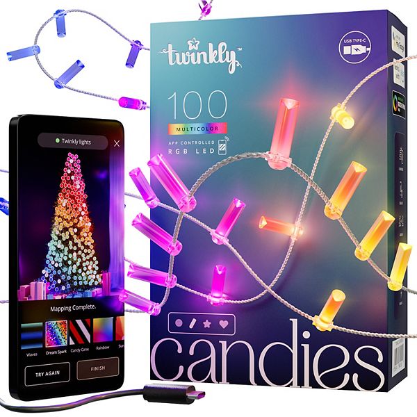 Twinkly Candies 100-Light Candle-Shape RGB String Lights Twinkly