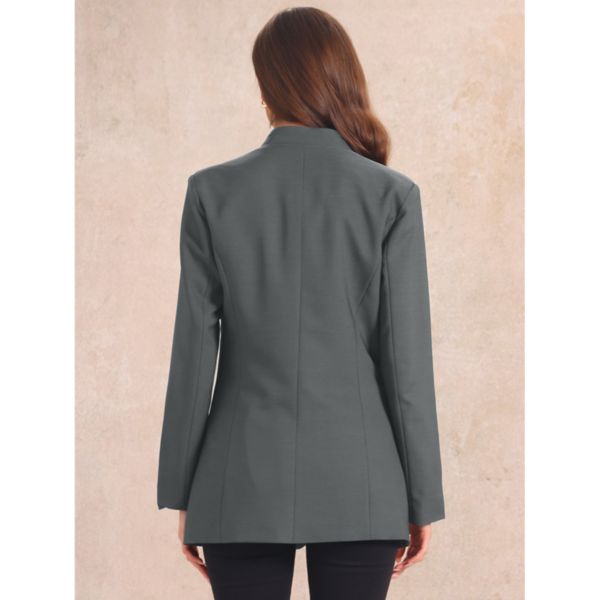 Single Button Blazer For Women's Work Office Lapel Long Sleeve Jacket Suit Blazer Allegra K