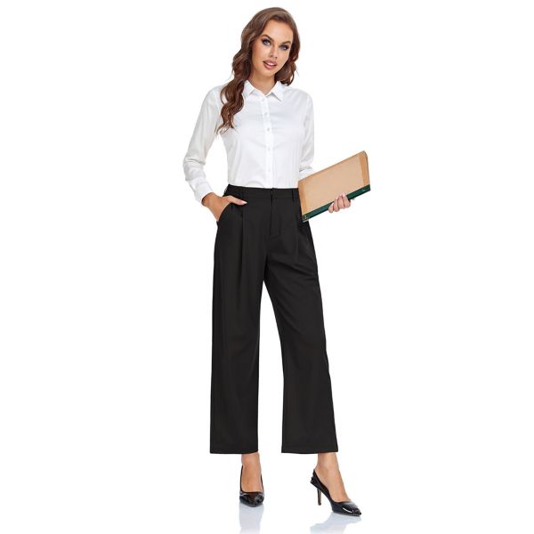 Women's Dress Pants High Waisted Wear To Work Casual Sport Wide Leg Trousers Missky