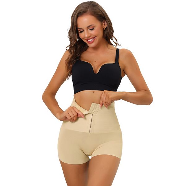 Women's Hip Lifter Waist High Waisted Boyshorts Shapewear With Hooks Closure Allegra K