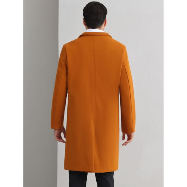 Long Trench Coat for Men's Double Breasted Notched Collar Warm Winter Overcoat with Pockets Lars Amadeus