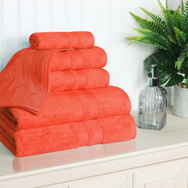 SUPERIOR 6 pc Ultra Soft Combed Cotton Solid Towel Set Superior