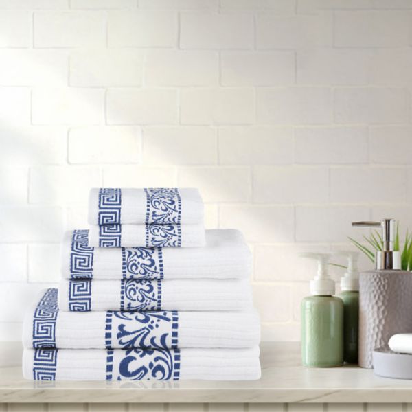 SUPERIOR 6-piece Athens Scroll Border Cotton Towel Set Superior