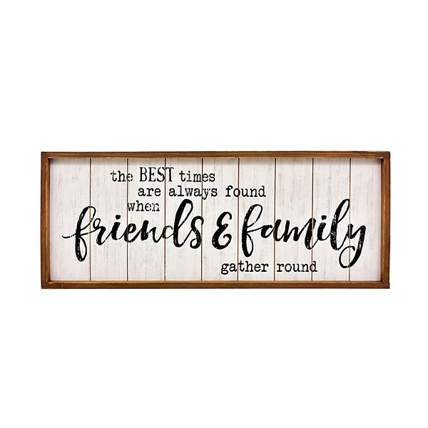 Parisloft Friends and Family Gather Round Rustic Wood Wall Sign Parisloft