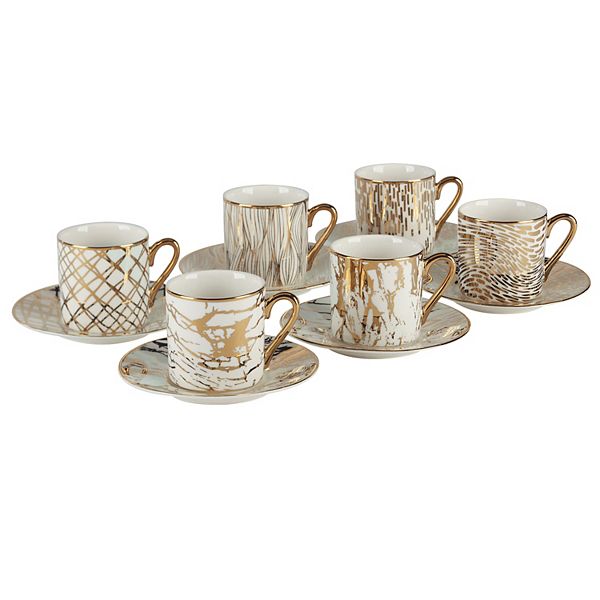 Certified International Matrix Gold Espresso Cup & Saucers 6-piece Set Certified International