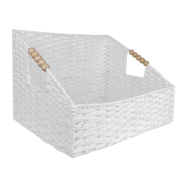 Belle Maison Angled Bin with Wood Beaded Handle Belle Maison