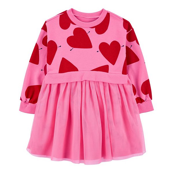 Toddler Girl Carter's Hearts All Over Long-Sleeve Dress Carter's