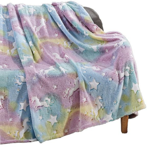 Star Glow Unicorn Plush Decorative All Season Throw Blanket To Add Magic And Charm To Any Room Plazatex