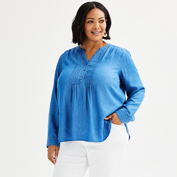 Plus Size Croft & Barrow® Pintuck Popover Tunic Croft & Barrow