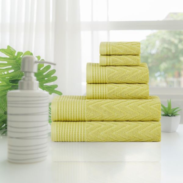 SUPERIOR 6-piece Zero Twist Cotton Chevron Towel Set Superior