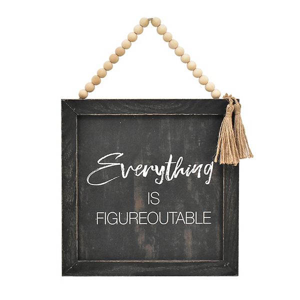 Rustic Wood Wall Sign with Inspirational Quote - Everything Is Figureoutable, 9.5 x 9.5 Inch Parisloft