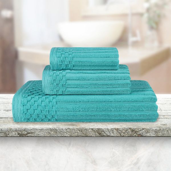 SUPERIOR 3-piece Soho Ribbed Textured Cotton Towel Set Superior