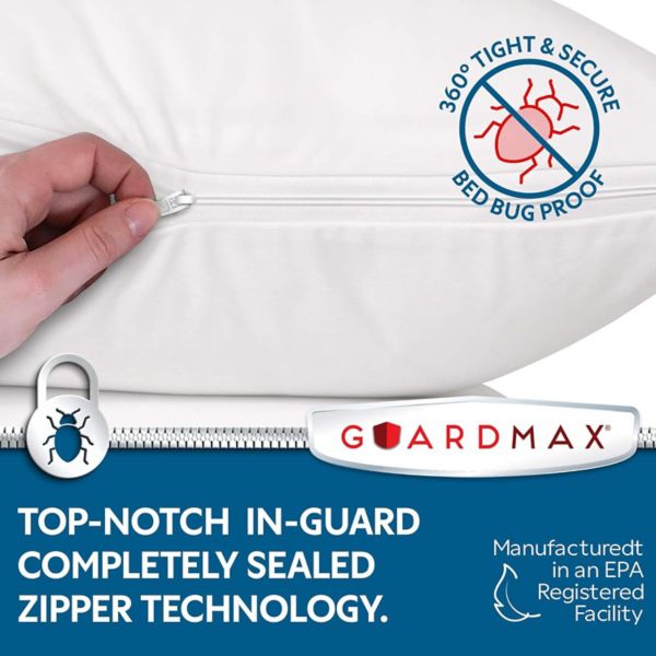 Guardmax Waterproof Pillow Protector With Zipper (2 Pack) Guardmax