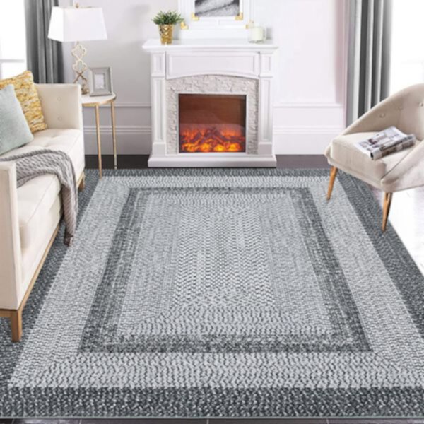 Glowsol Modern Imitation Braided Print Area Rug Soft Stain Resistant Geometric Carpet GlowSol