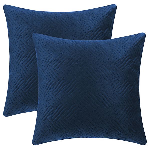 Velvet Knitted Throw Pillow Covers Pack Of 2 Spring Decorative Pillow Cases Square Dark Blue No Size Unique Bargains