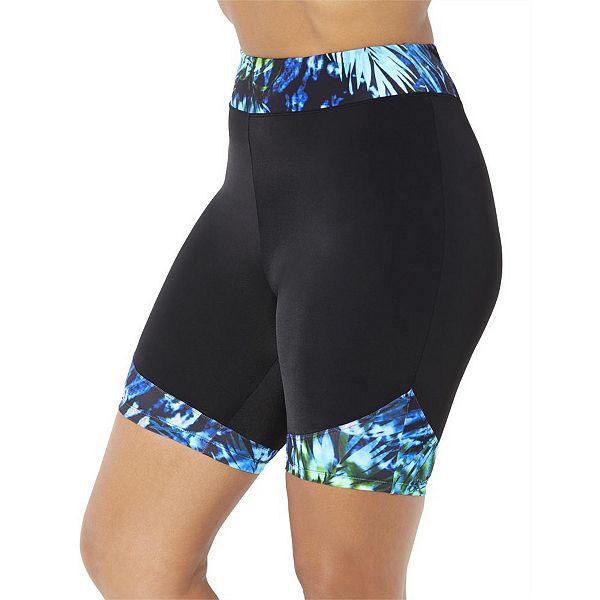 Swimsuits for All Women's Plus Size Chlorine Resistant Printed Swim Bike Short Swimsuits For All