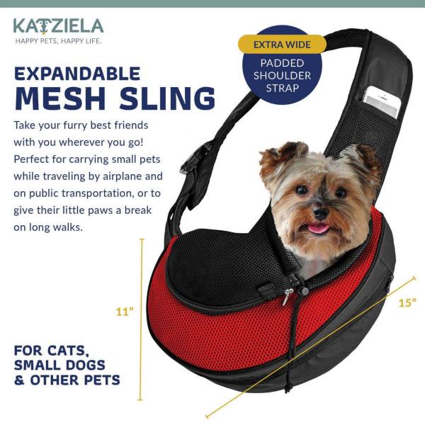 Expandable Sling Bag - Front Shoulder Pet Carrier For Small Dog, Cat And Puppy Katziela