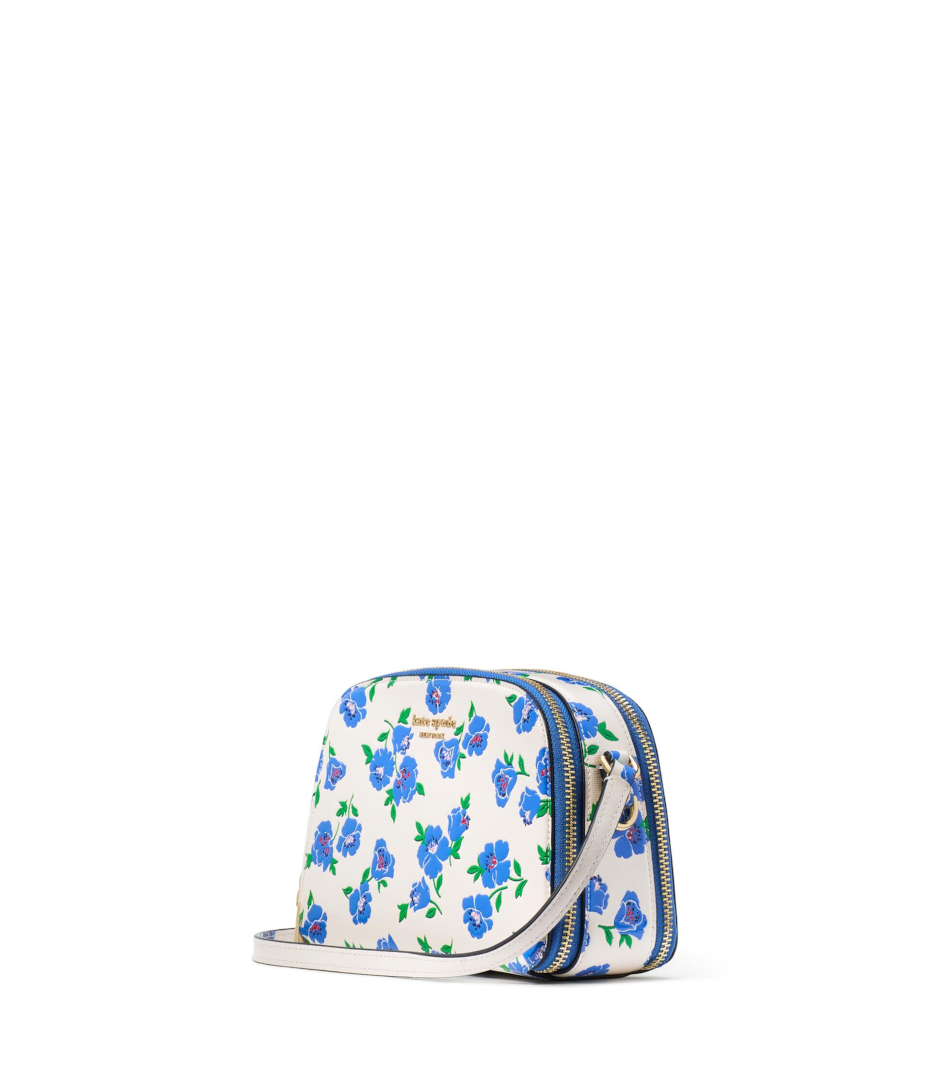 Devin Springtime Blooms Embossed Saffiano Leather Double Zip Dome Crossbody Kate Spade New York