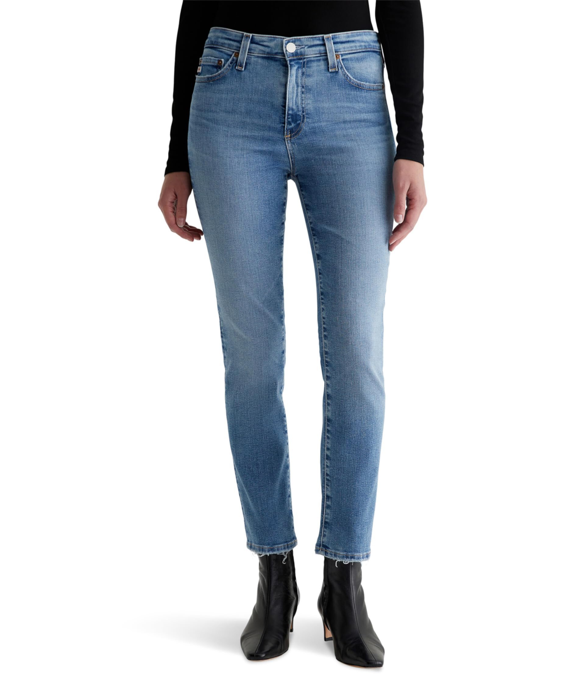 Mari Mid-Rise Slim Straight Crop Jeans in 18 Years Avalon AG Jeans