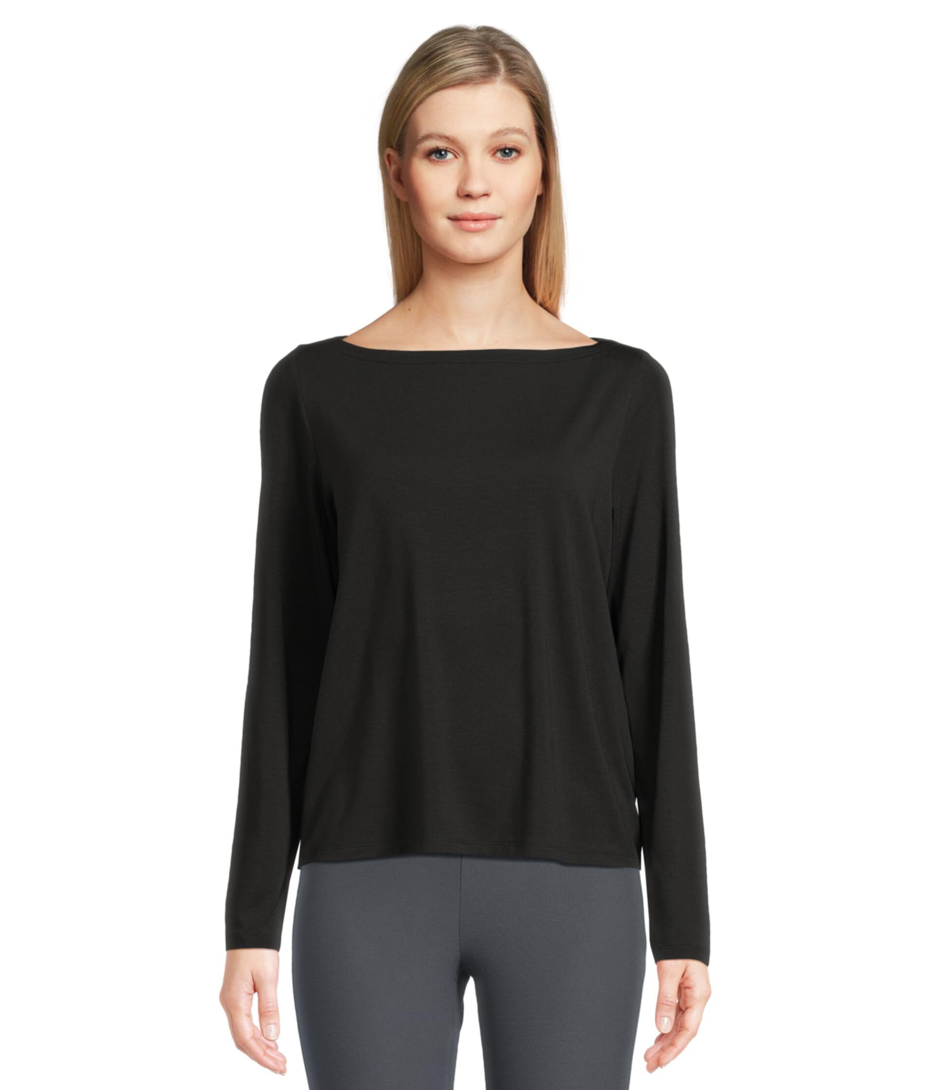 Bateau Neck Long Sleeve Top Eileen Fisher