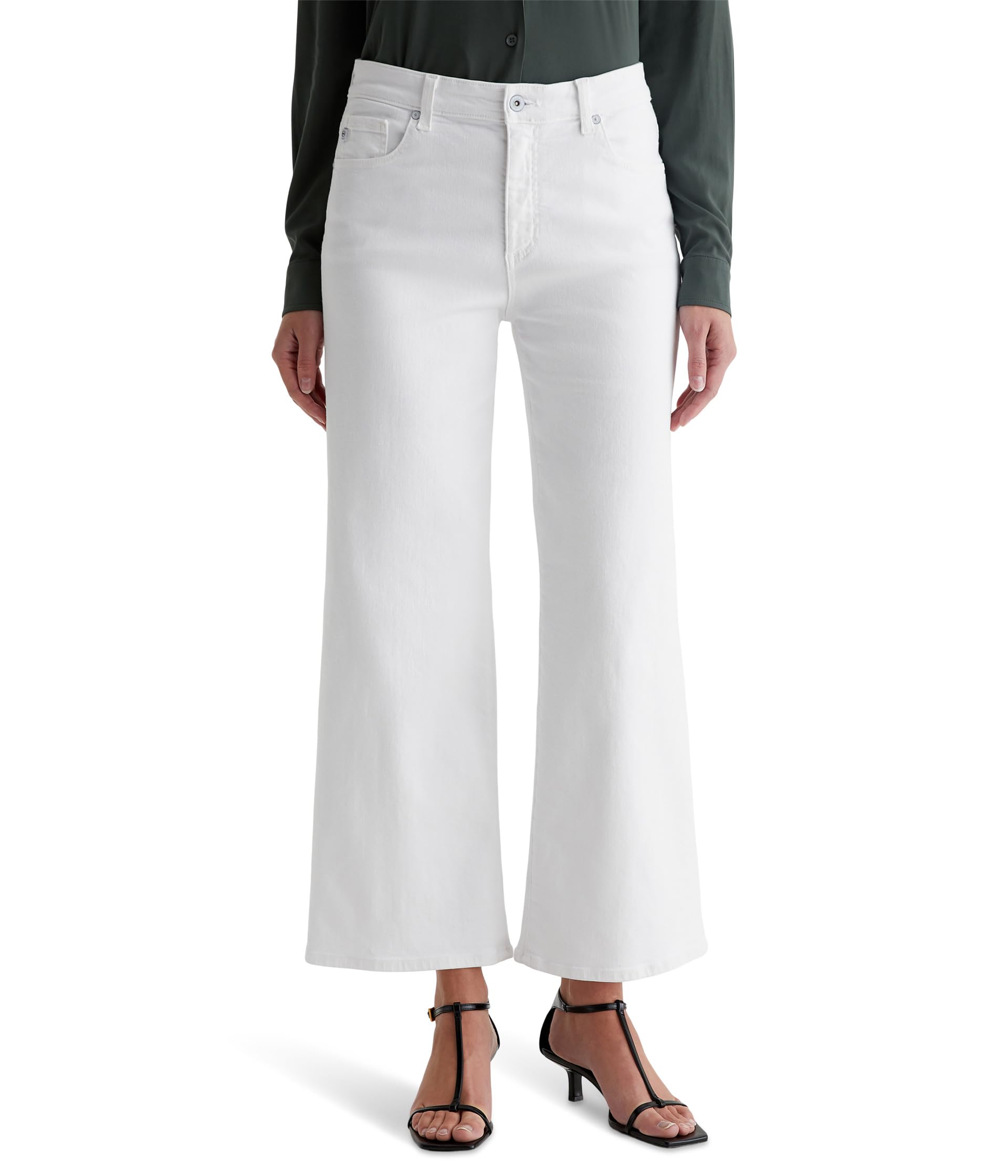 Saige Mid-Rise Wide Leg Jeans in Gallery White AG Jeans