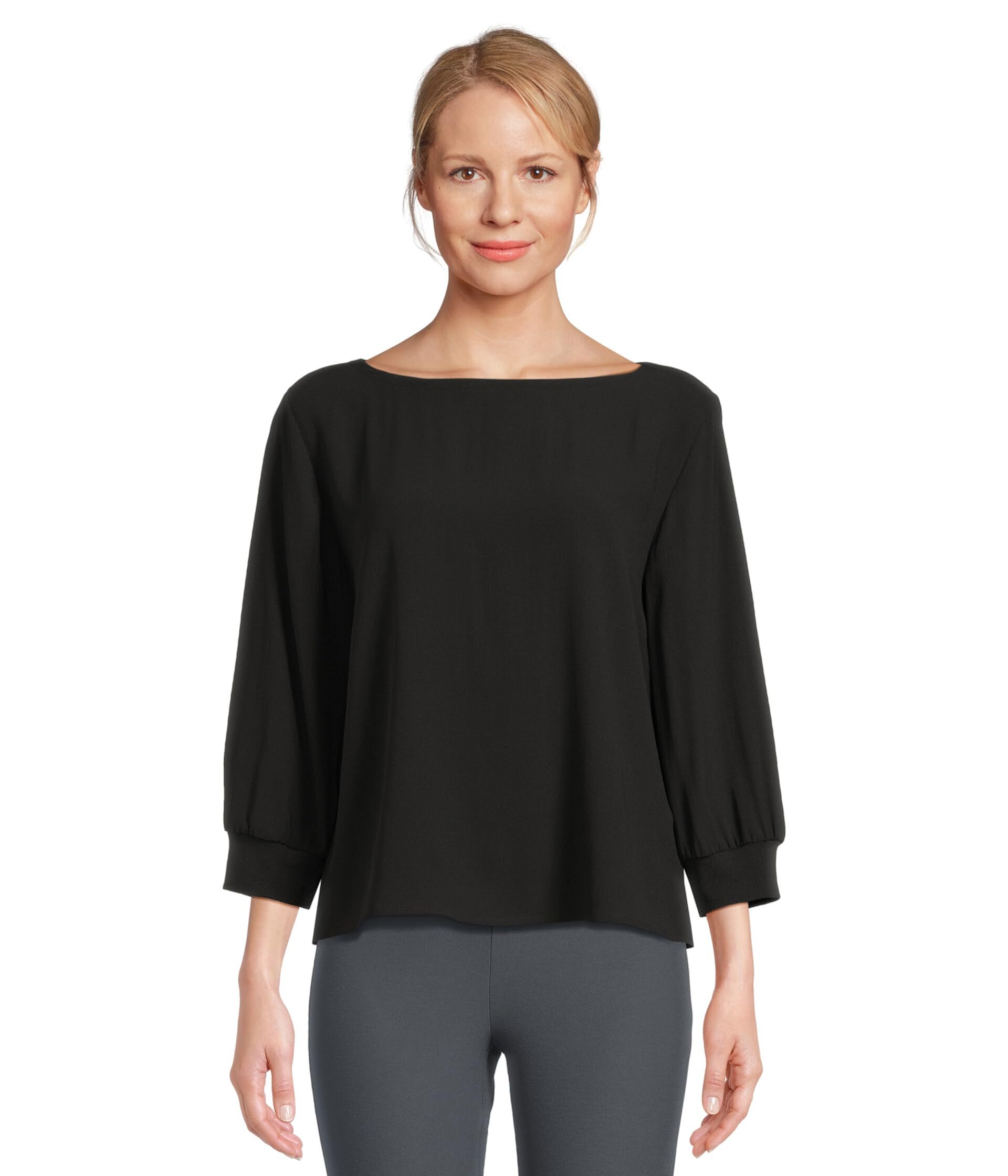 Bateau Neck 3/4 Sleeve Top Eileen Fisher