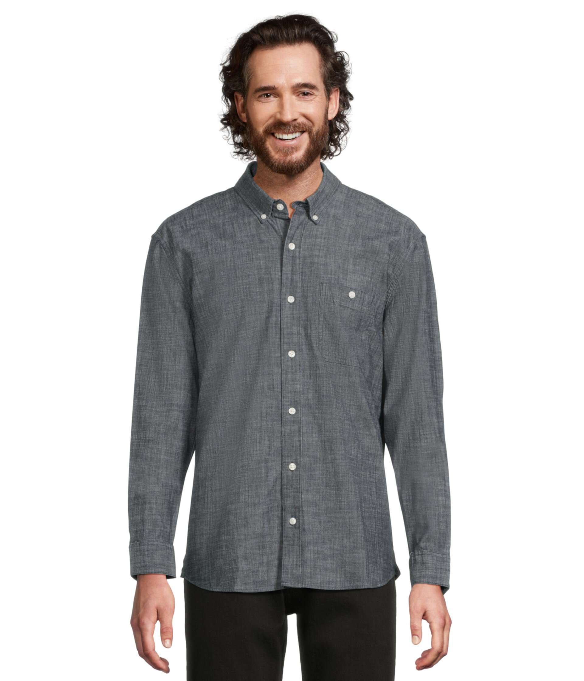 Рубашка L.L.Bean Comfort Stretch Chambray с длинными рукавами, традиционного свободного покроя L.L.Bean