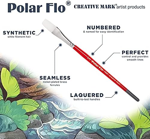 Creative Mark Polar Flo Professional Watercolor Brushes - Wash 2 - Short Handle, Nickel-Plated Seamless Brass Ferrule - Art Paint Brushes for Acrylic Painting, Watercolor, Gouache, and More Creative Mark