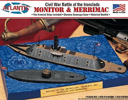 ATLANTIS TOY & HOBBY Plastic Model KIT, Monitor and Merrimack Civil War Set Atlantis