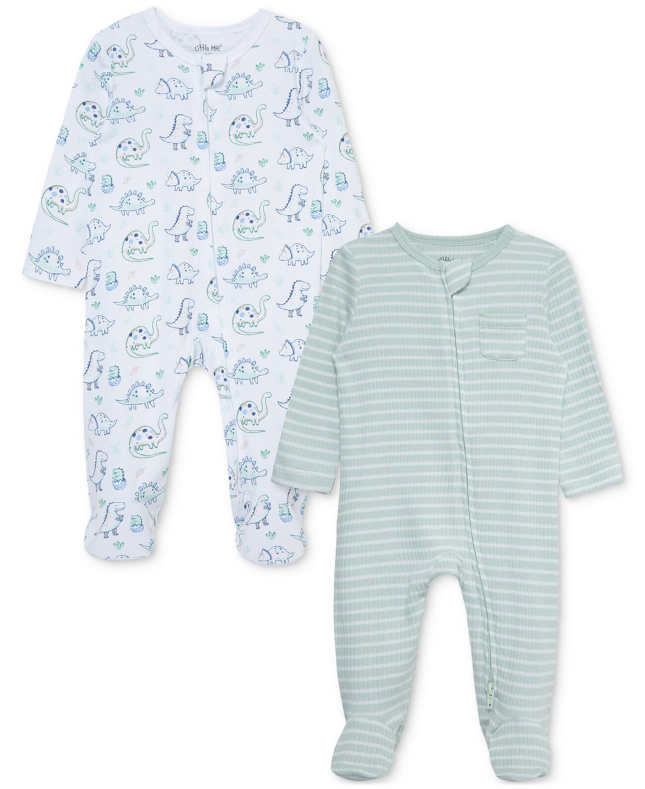 Baby Boys 2-Pack Dino Cotton Footed Coveralls Little Me