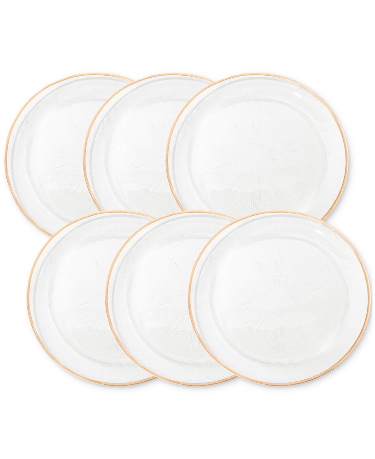 Elite Gold Glass Charger Plates, Set of 6 American Atelier