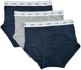 Lee Cotton Briefs, 3-Pack, 100% Cotton, Sizes Small-XX-Large, Classic Fit (US, Alpha, Small, Regular, Regular, Navy-Grey-Navy) Lee