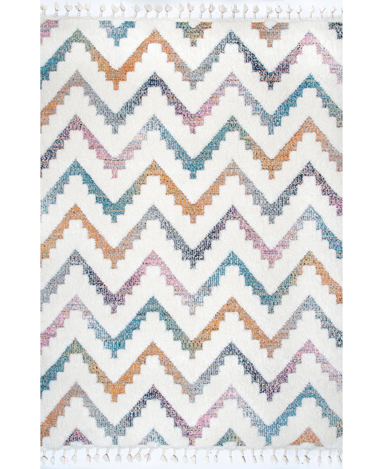 Loft Rumi High-Low Chevron Kids Tassel 5'3" x 7'6" Area Rug NuLOOM